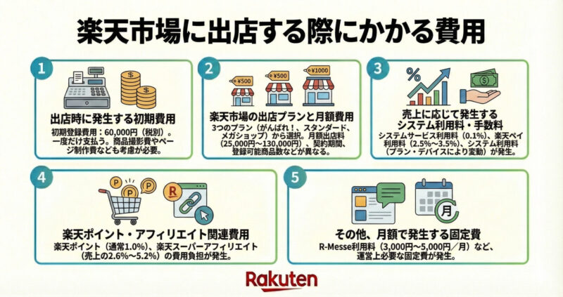 楽天市場に出店する際にかかる費用<