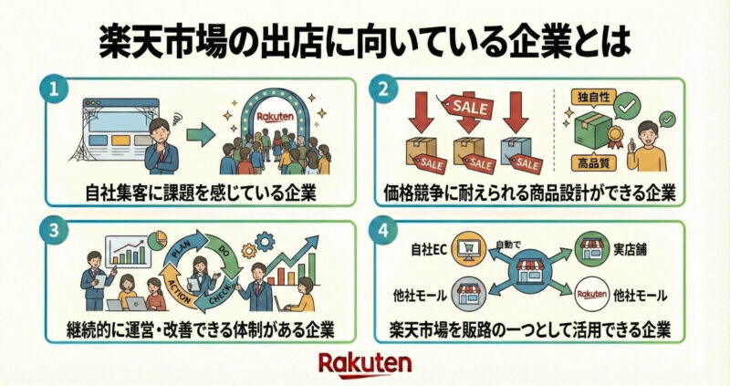 楽天市場の出店に向いている企業とは